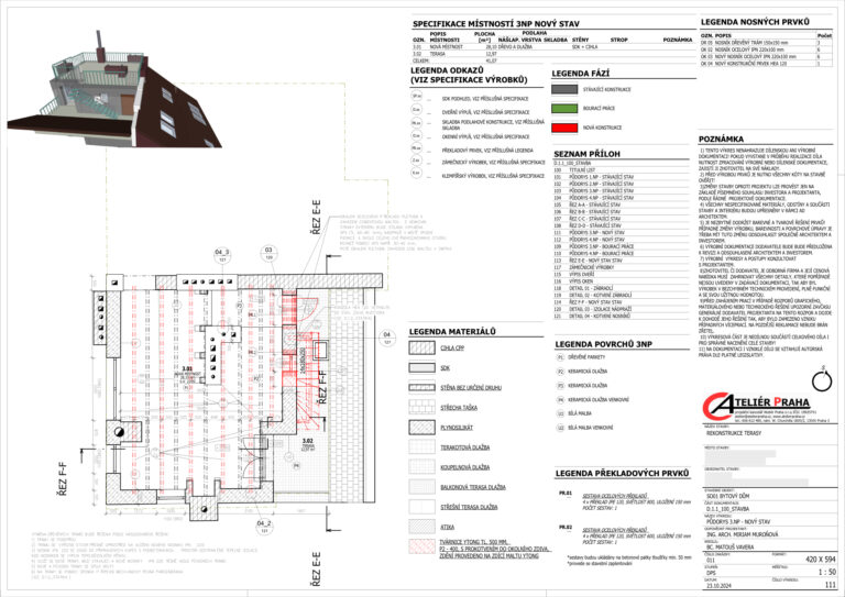 Výkres vyztužení střešní terasy