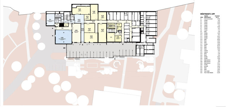 půdorys prvního podzemního podlaží